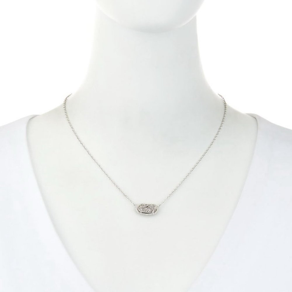 Kendra Scott Elisa Platinum Drusy necklace Silver Tone - Picture 5 of 5